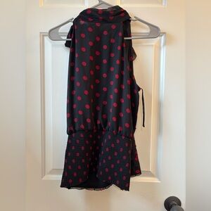 White Fox Boutique Black and Red Polka Dot Blouse